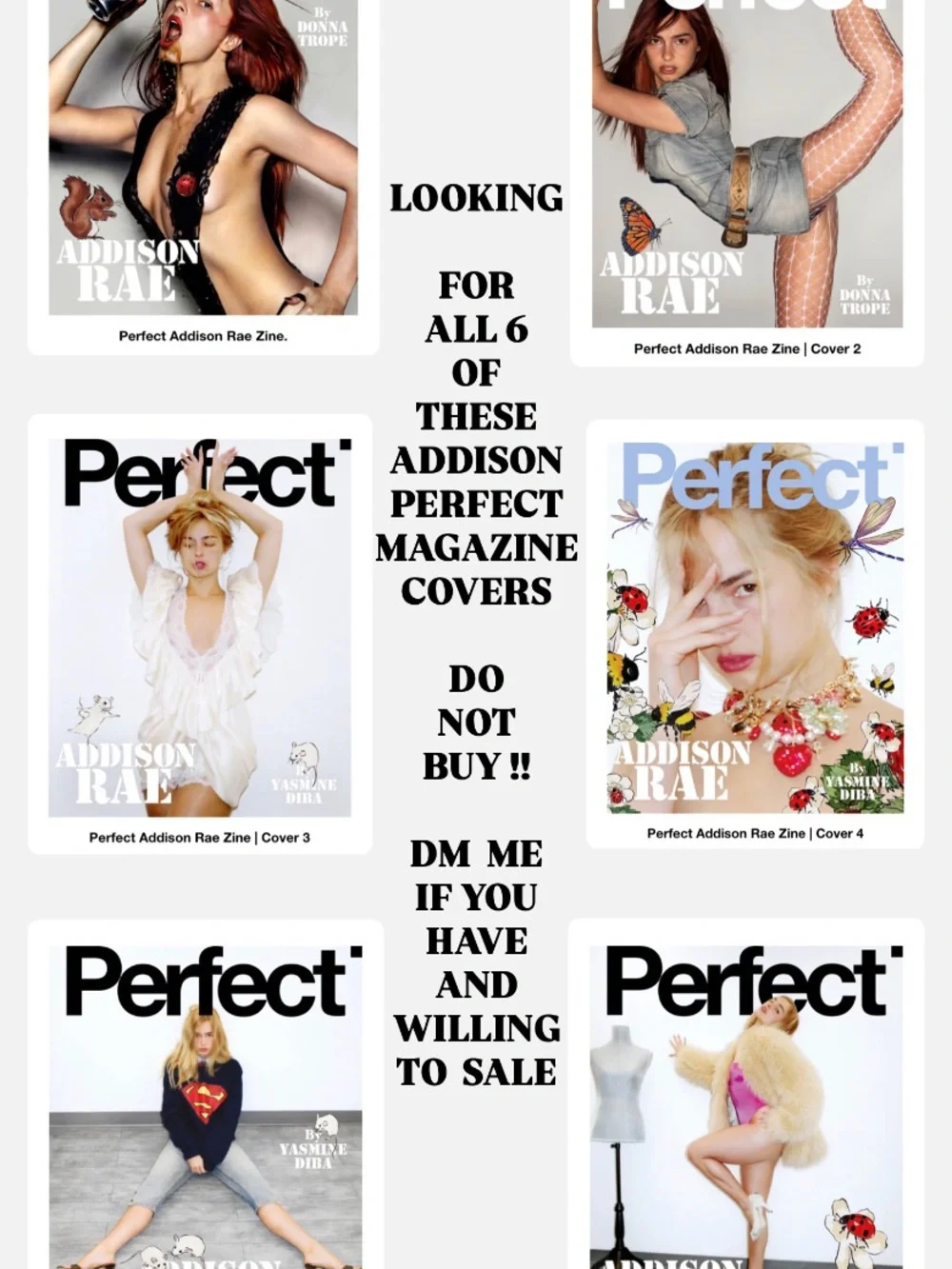 Addison Rae Perfect Magazine Covers #1-6 - Looking For NOT FOR SALE